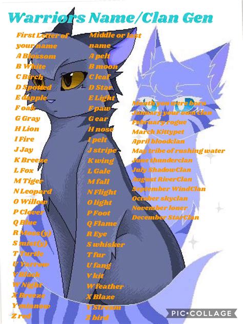 Are you wondering what is your <b>Warrior</b> <b>Cat</b> <b>name</b>, clan, mate, kit, position, and apprentice? 6. . Warrior cat last names